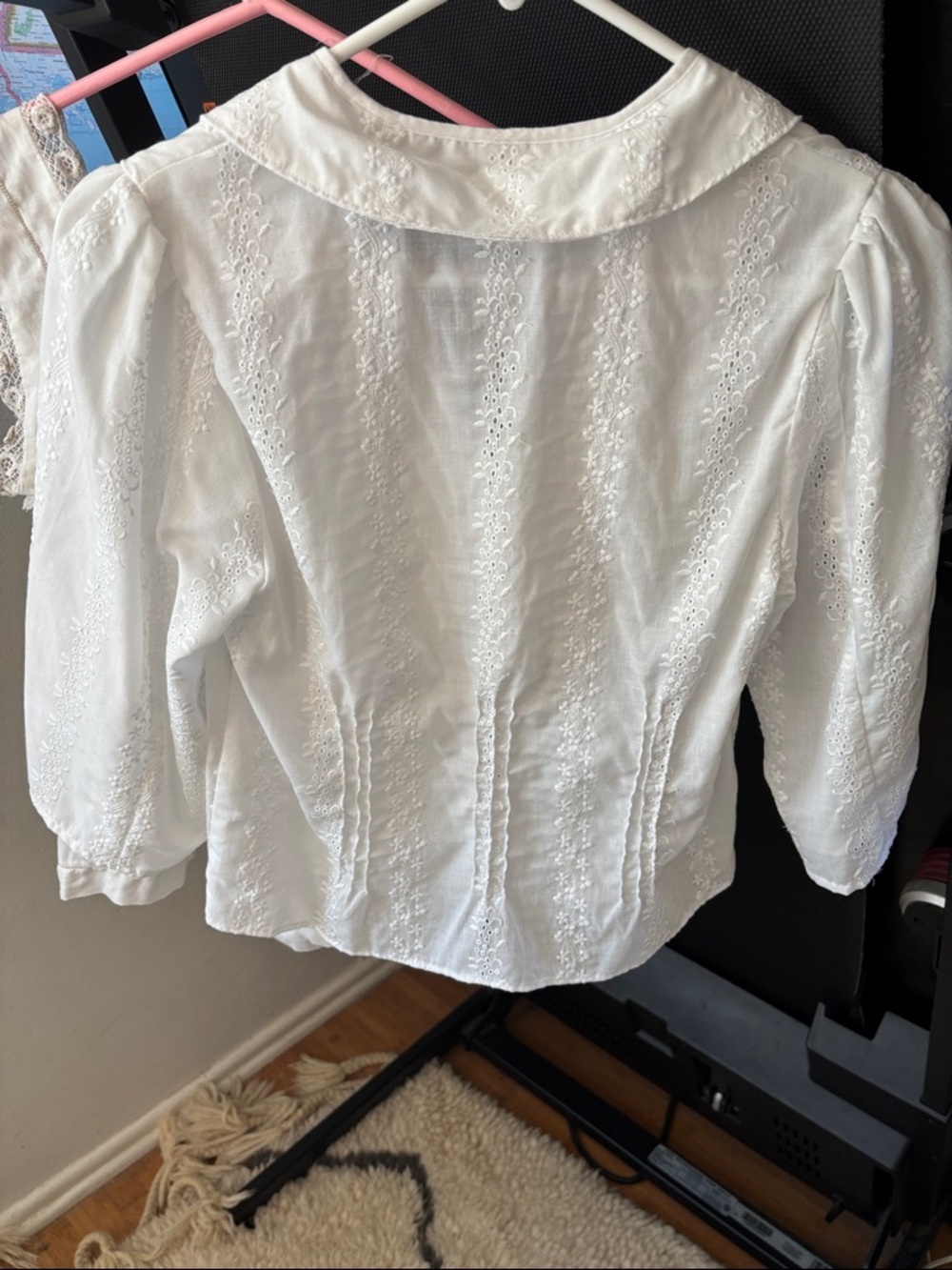 Christy Dawn White Eyelet Button-Front Cotton Blouse - Picture 7 of 16